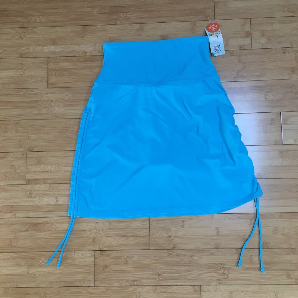 NWT ALove Blue High Waisted Drawstring Swim Skirt